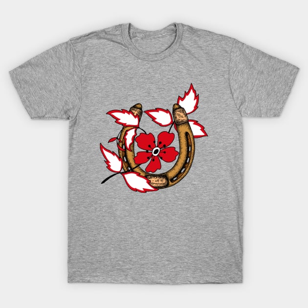 Horseshoe with a Flower T-Shirt by illucalliart